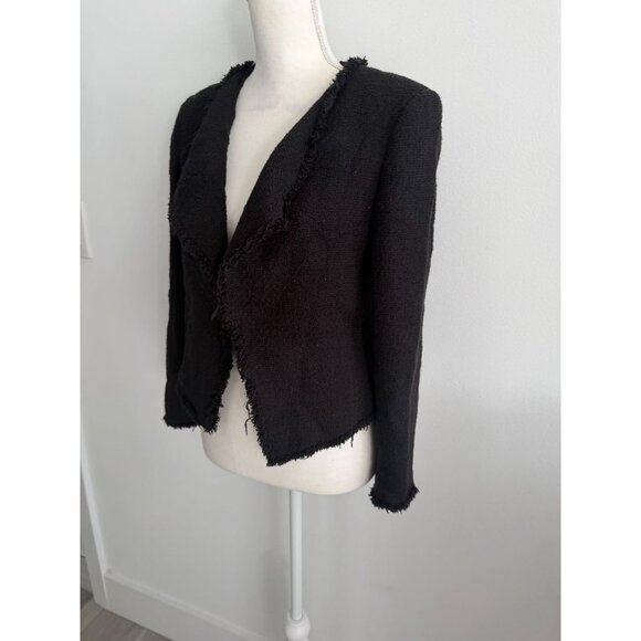 ANN TAYLOR LOFT Black Knit Long Sleeve Blazer Jacket Size 4P - Picture 3 of 6